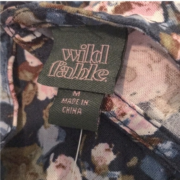 NWT Women’s Navy Floral Print Long Sleeve Tiered Babydoll Dress - Wild Fable M - Picture 5 of 7